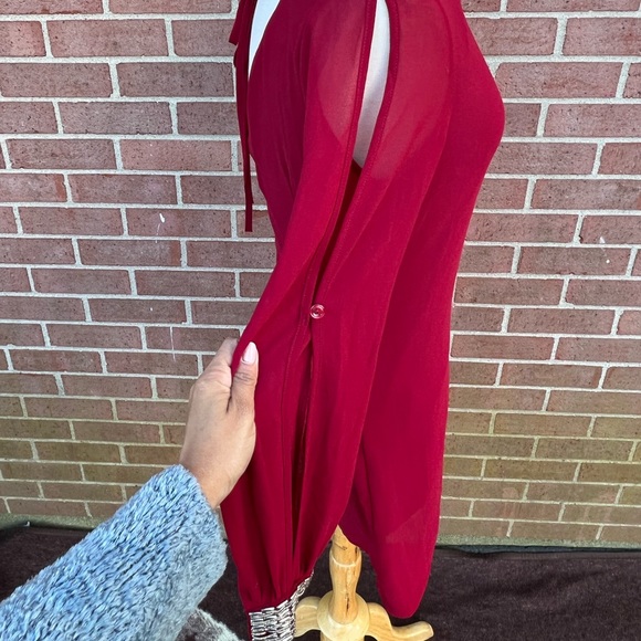 Red classy Silver Cuff beaded dress Size XS - Picture 6 of 7